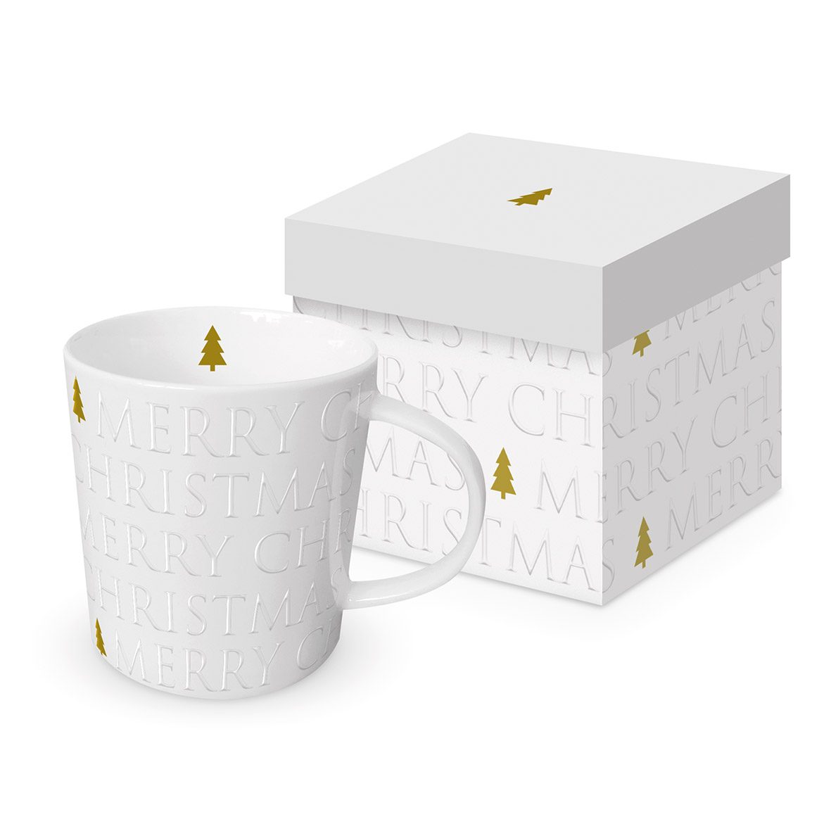 Christmas Letters Tree white Trend Mug embossed in Geschenkbox