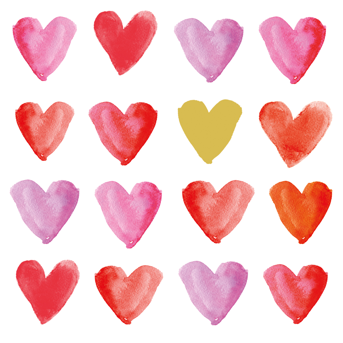 Servietten Aquarell Hearts 33 x 33 cm
