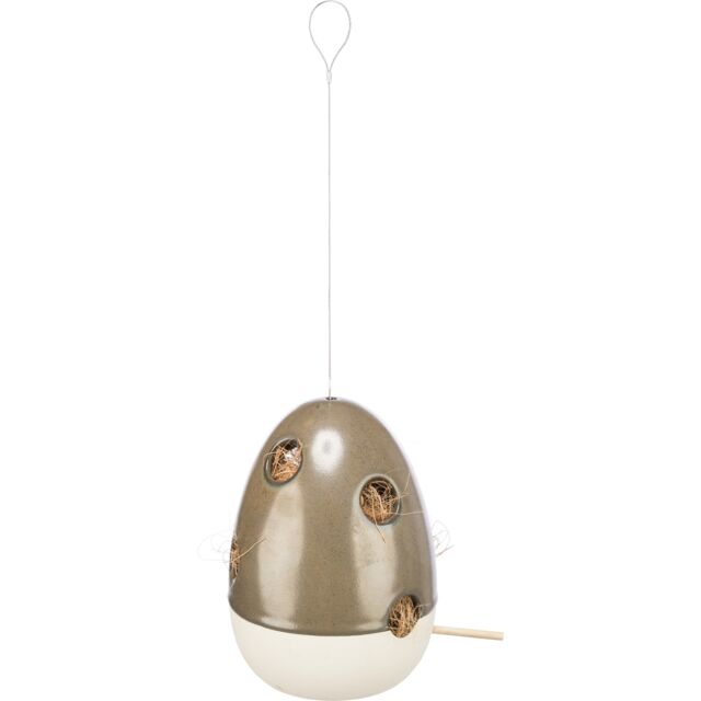 Nestbauhilfe zum Aufhängen, Keramik, 12x12x16 cm waldgrün