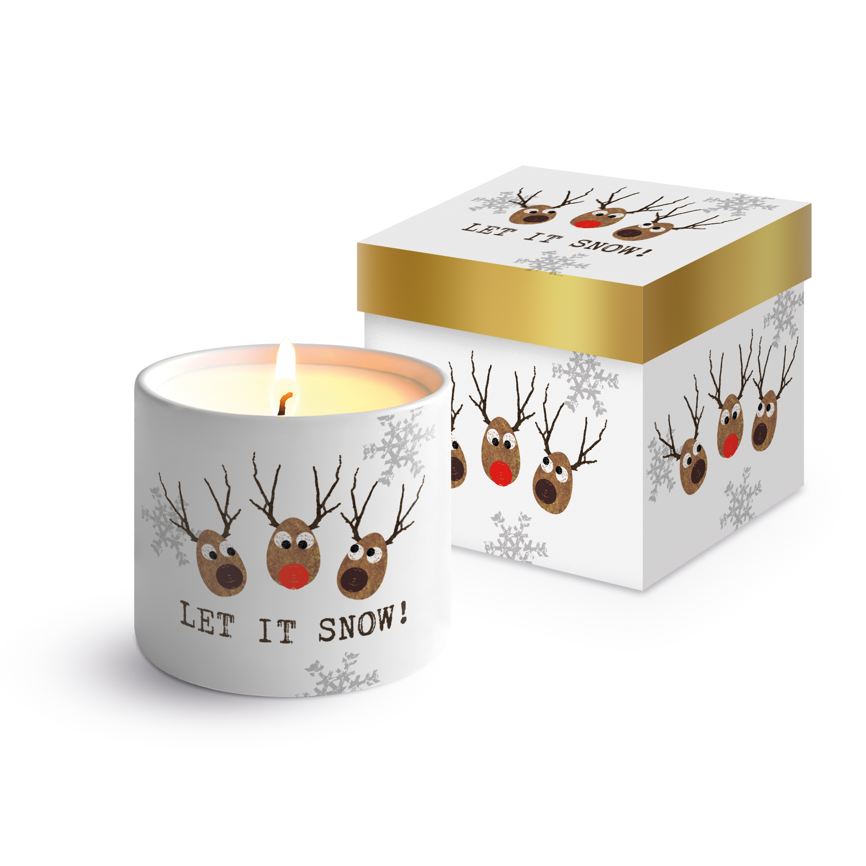 Let it snow Bone China Candle in Geschenkbox